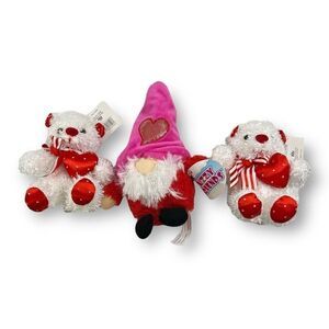 Fuzzy Friends Fib Valentines Day 3 Lot Plush Stuffed Animals